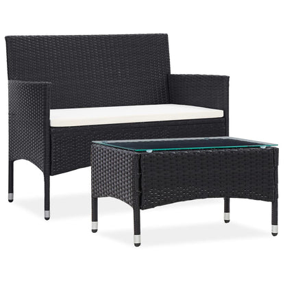 Vidaxl Set Muebles De Jardín 2 Piezas Con Cojín Ratán Sintético Negro_0