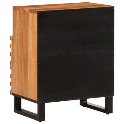Mesita De Noche Madera Maciza Mango Marrón 50x34x62 Cm_3