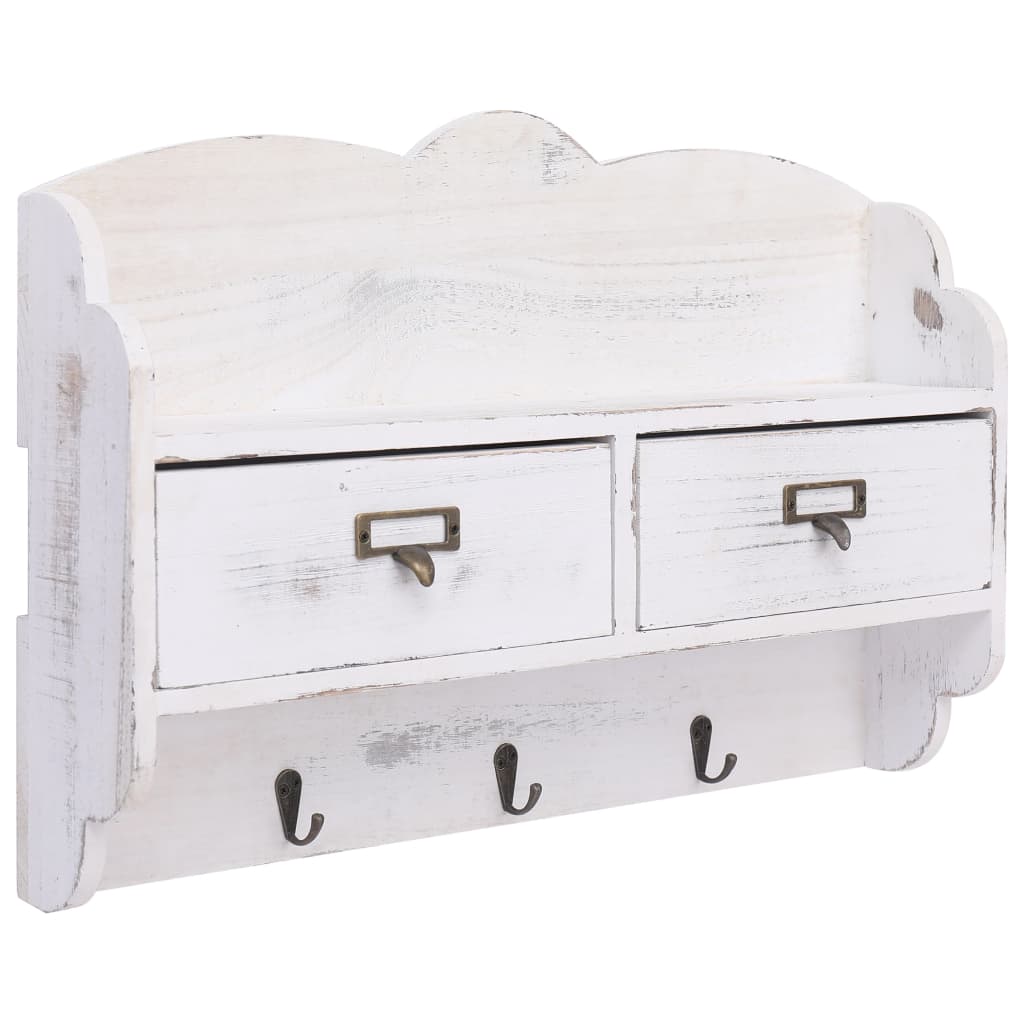 Perchero De Pared De Madera Blanco 50x10x34 Cm_1
