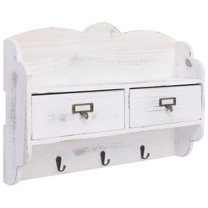Perchero De Pared De Madera Blanco 50x10x34 Cm_1