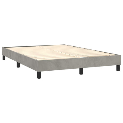 Cama Box Spring Colchón Y Led Terciopelo Gris Claro 140x190 Cm / Vetonek_1