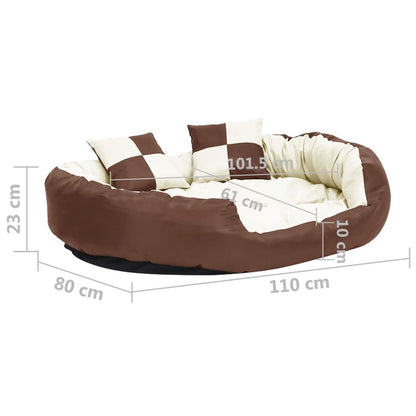 Vidaxl Cojín Para Perro Reversible Y Lavable Marrón Crema 110x80x23 Cm_2