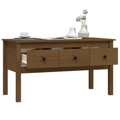 Mesa De Centro Madera Maciza De Pino Marrón Miel 102x49x55 Cm_3