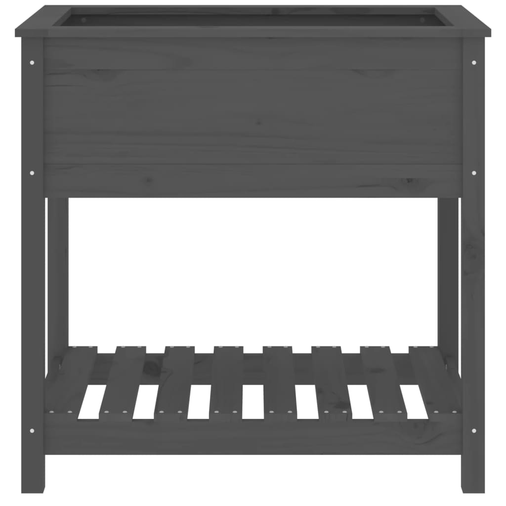 Jardinera Con Estante Madera Maciza De Pino Gris 82,5x54x81 Cm_4