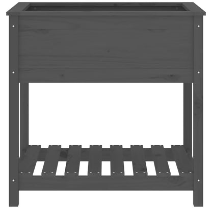 Jardinera Con Estante Madera Maciza De Pino Gris 82,5x54x81 Cm_4
