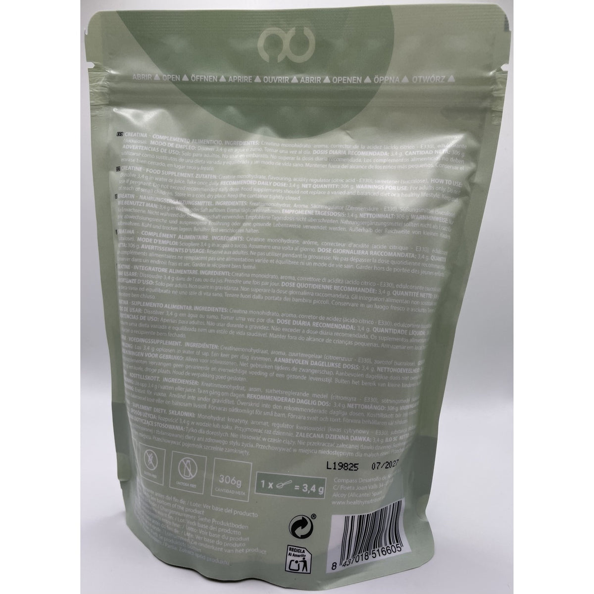 Creatina Monohidratada Sin Sabor (neutra) Pack 2 X 306 G - 612 G (180 Dosis) Floow Creatine En Polvo Pura Sin Azúcar_5