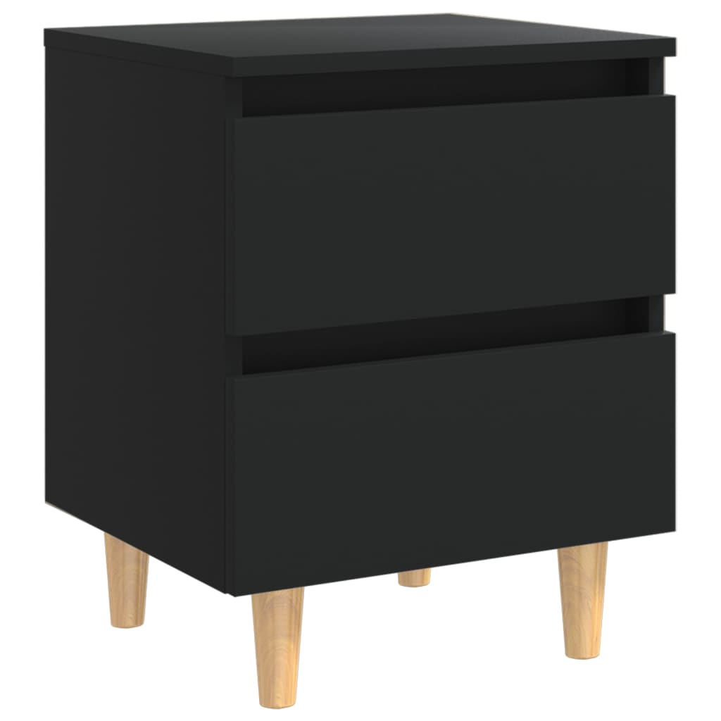 Mesitas De Noche 2 Uds Con Patas Madera Pino Negro 40x35x50 Cm_1