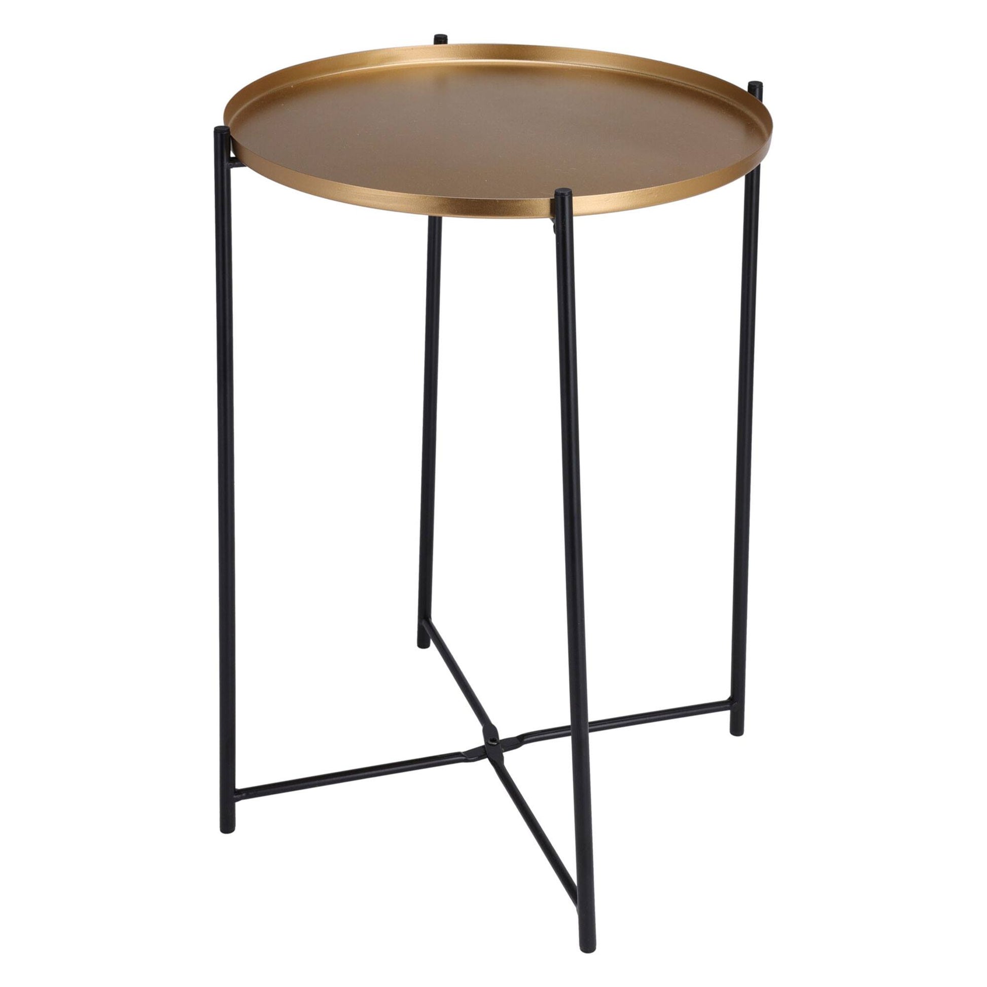 Well Home Mesa Auxiliar Redonda En Metal Color Dorado Ø35x47cm