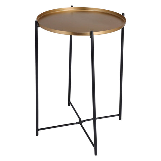 Well Home Mesa Auxiliar Redonda En Metal Color Dorado Ø35x47cm