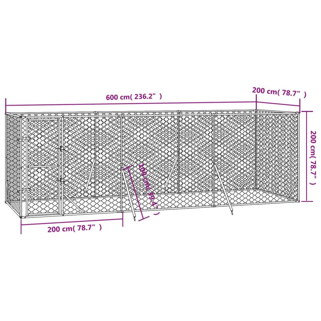 Vidaxl Perrera De Exterior Acero Galvanizado Plateado 6x2x2 M_2