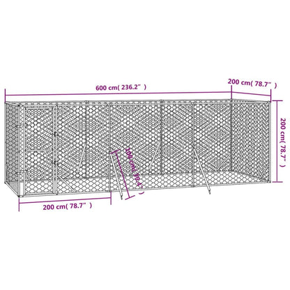 Vidaxl Perrera De Exterior Acero Galvanizado Plateado 6x2x2 M_2