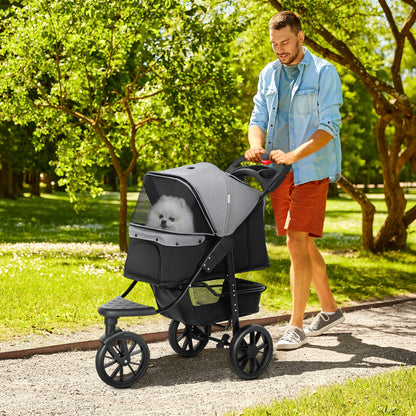 Pawhut Carrito Para Perros Plegable Con 3 Ruedas 109,5x57,5x106,5 Cm Gris_1