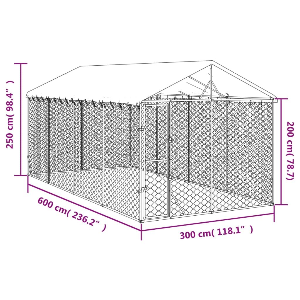 Vidaxl Perrera De Exterior Con Toldo Acero Galvanizado Plata 3x6x2,5 M_3