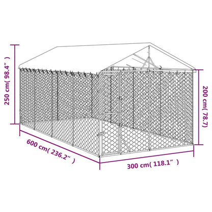 Vidaxl Perrera De Exterior Con Toldo Acero Galvanizado Plata 3x6x2,5 M_3