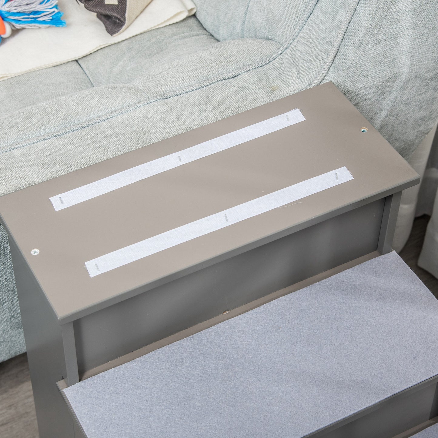 Pawhut Escalera Para Perros De 4 Peldaños Con Acolchados 40x59x54,2 Cm Gris_3