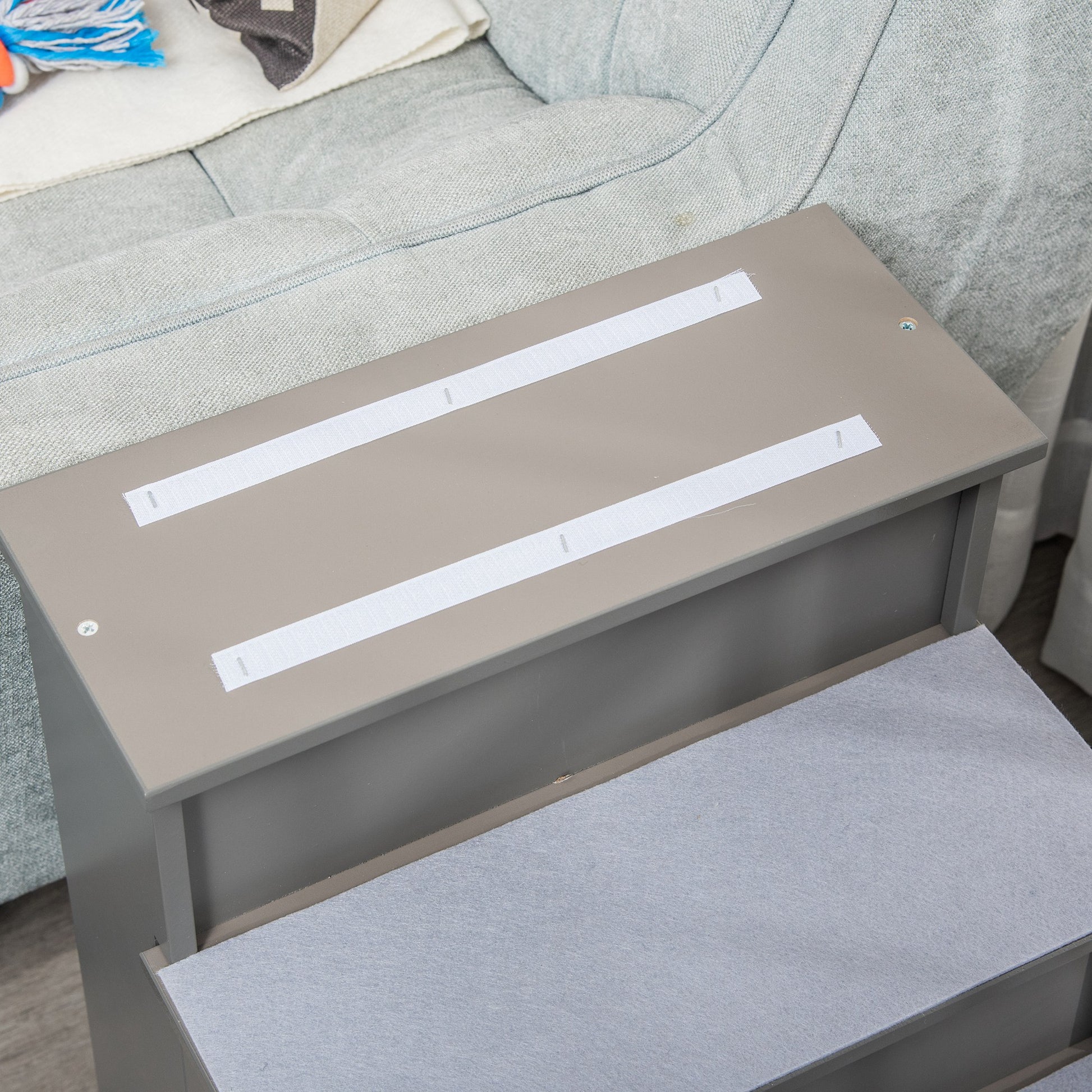 Pawhut Escalera Para Perros De 4 Peldaños Con Acolchados 40x59x54,2 Cm Gris_3