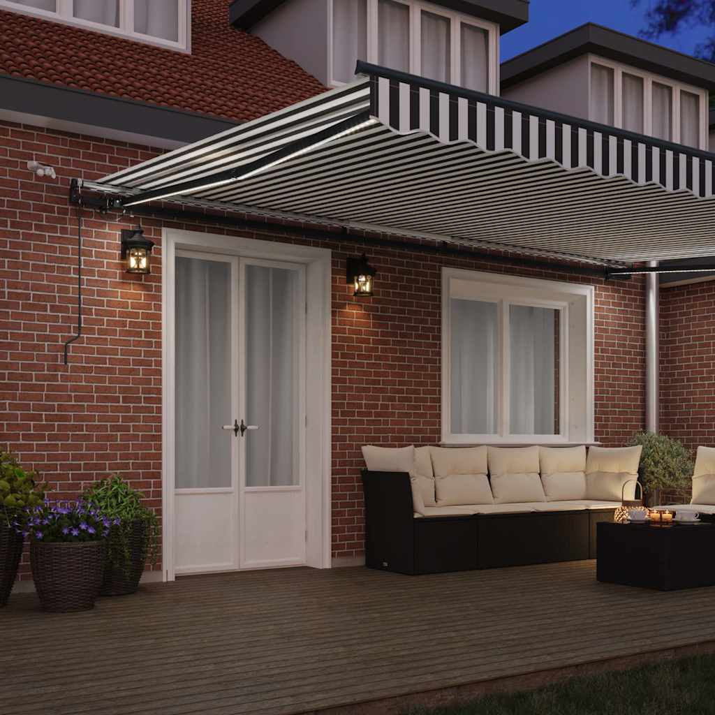 Toldo Retráctil Automático Luz Led Antracita Y Blanco 500x300cm_2