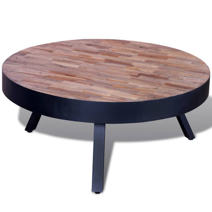 Mesa De Centro Redonda Madera De Teca Reciclada._1