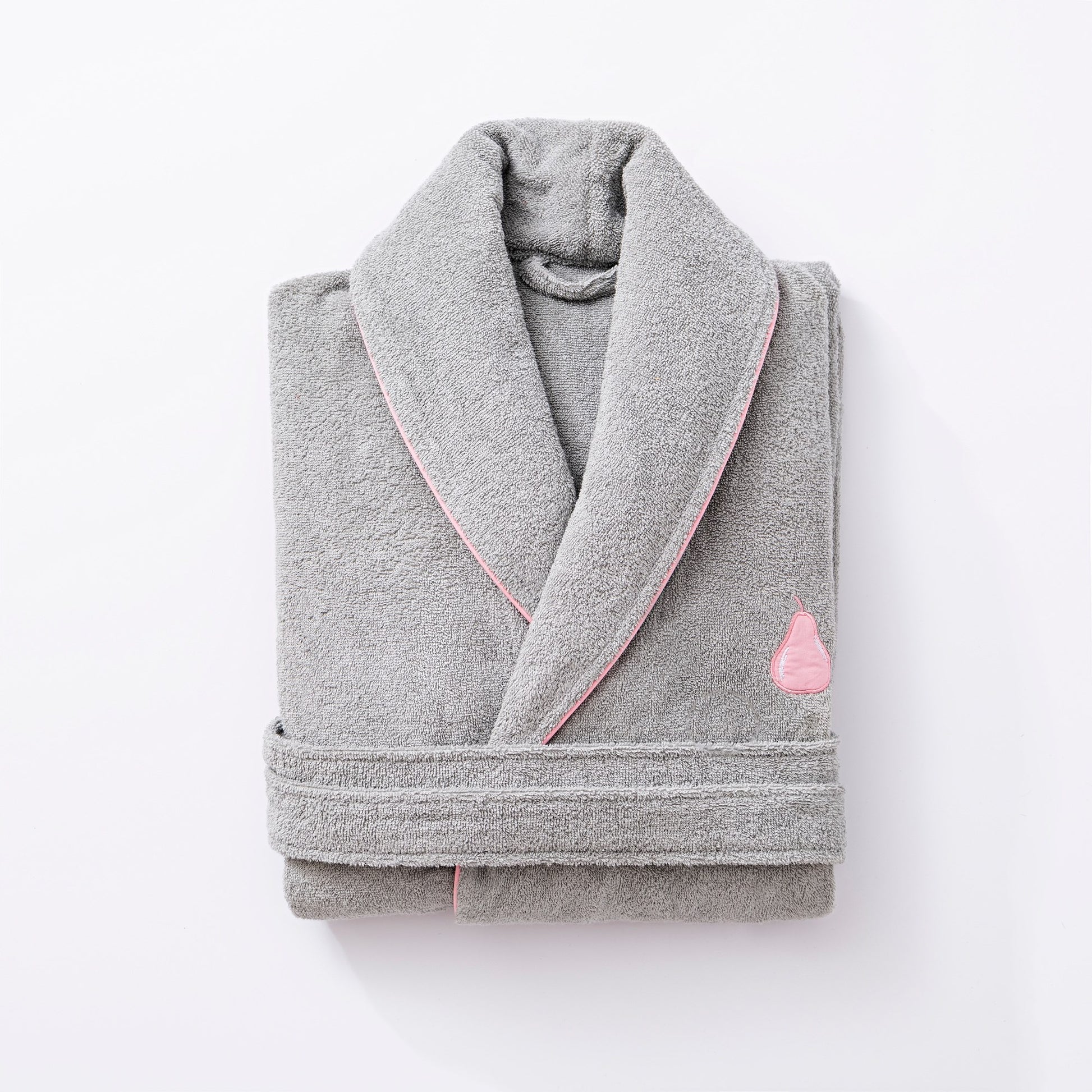 Albornoz M/l 380gsm 100%algodon Gris Con Pera Rosa Benetton Fruits Be_2