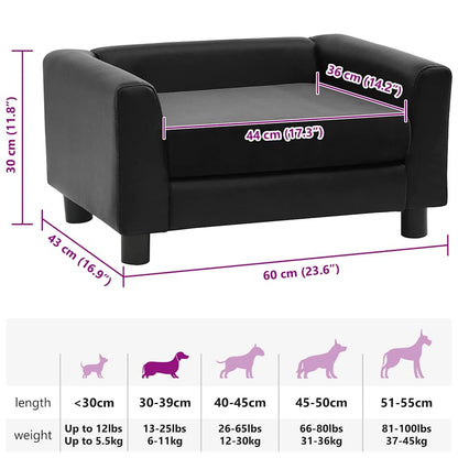 Vidaxl Sofá Para Perros Felpa Y Cuero Sintético Negro 60x43x30 Cm_2