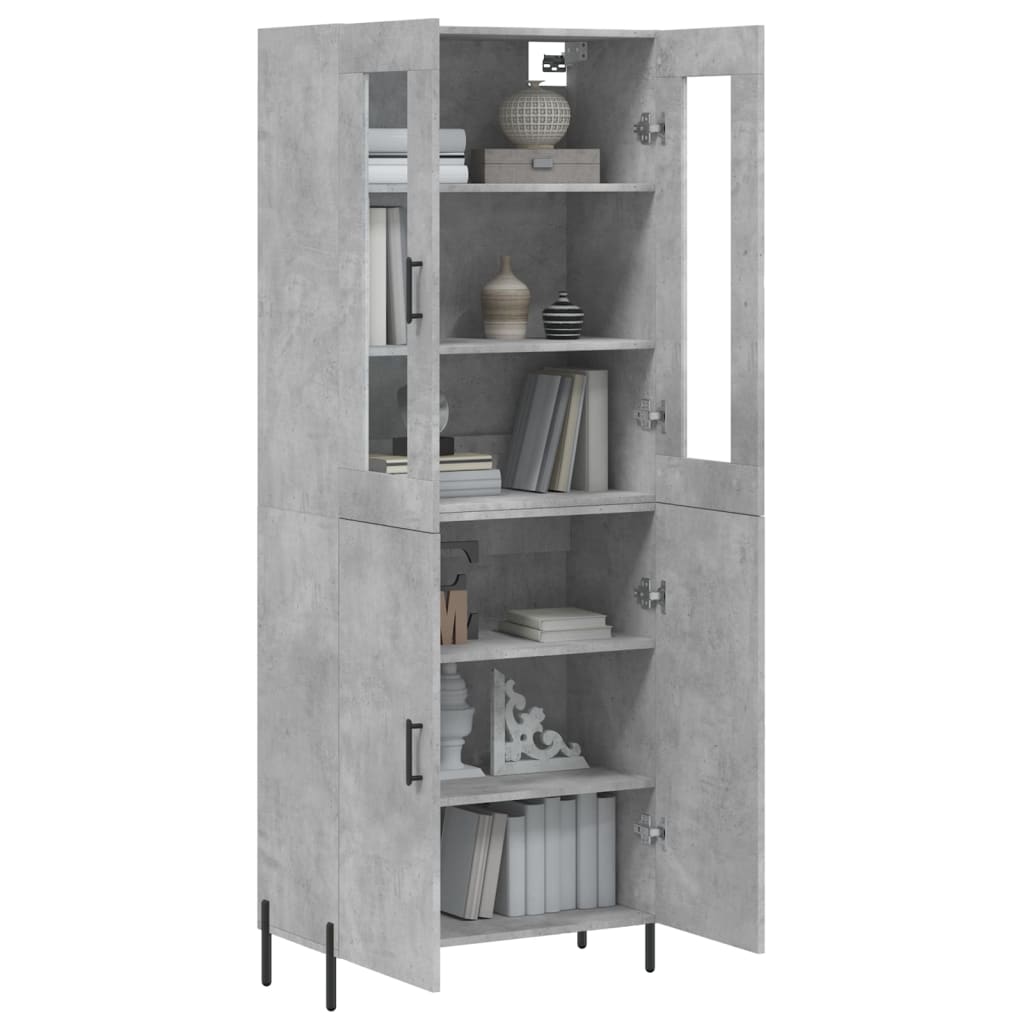 Aparador Alto Madera Contrachapada Gris Hormigón 69,5x34x180 Cm_2