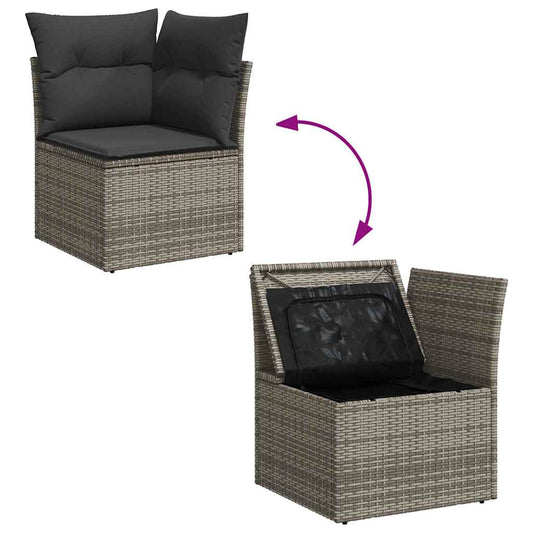Set De Sofás De Jardín Con Cojines 9 Pzas Ratán Sintético Gris / Vetonek_0