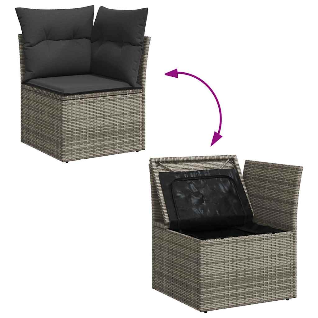 Set De Sofás De Jardín 7 Pzas Con Cojines Ratán Sintético Gris / Vetonek_5