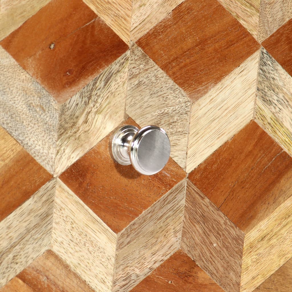 Mesita De Noche Madera Maciza De Mango Gris 40x30x50 Cm_3