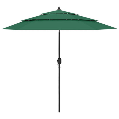 Vidaxl Sombrilla Jardín De 3 Niveles Con Palo De Aluminio Verde 2,5 M_0