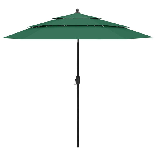 Vidaxl Sombrilla Jardín De 3 Niveles Con Palo De Aluminio Verde 2,5 M_0