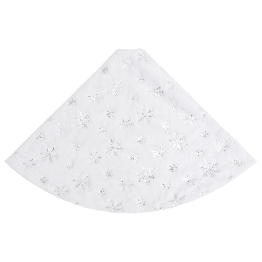 Vidaxl Falda De Árbol De Navidad De Lujo Blanca De 122 Cm De Piel Sintética_3