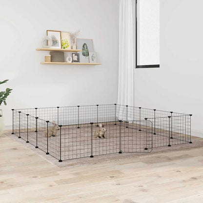 Vidaxl Jaula Para Mascotas De 20 Paneles Puerta Acero Negro 35x35 Cm_1