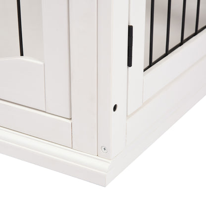 Pawhut Jaula Perros Madera Con Superficie De Mesa 2 Puertas 81x58,5x66 Cm Blanco_4