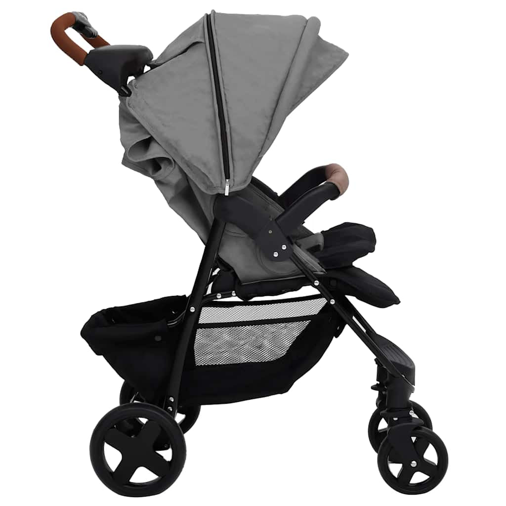 Vidaxl Carrito De Bebés 2 En 1 De Acero Gris Claro_4