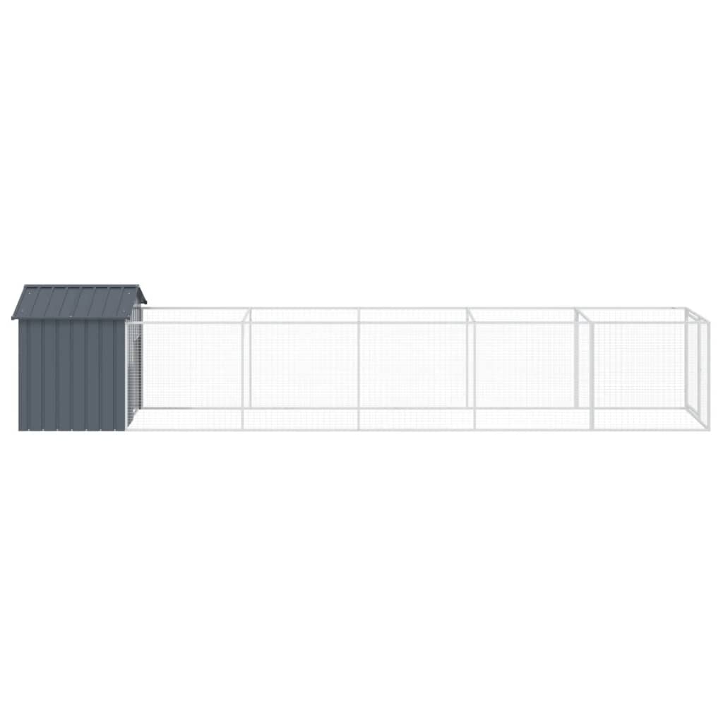 Caseta Perros Con Tejado Acero Galvanizado Gris 117x609x123 Cm_3