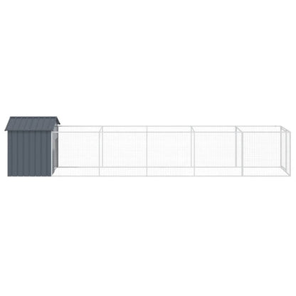 Caseta Perros Con Tejado Acero Galvanizado Gris 117x609x123 Cm_3