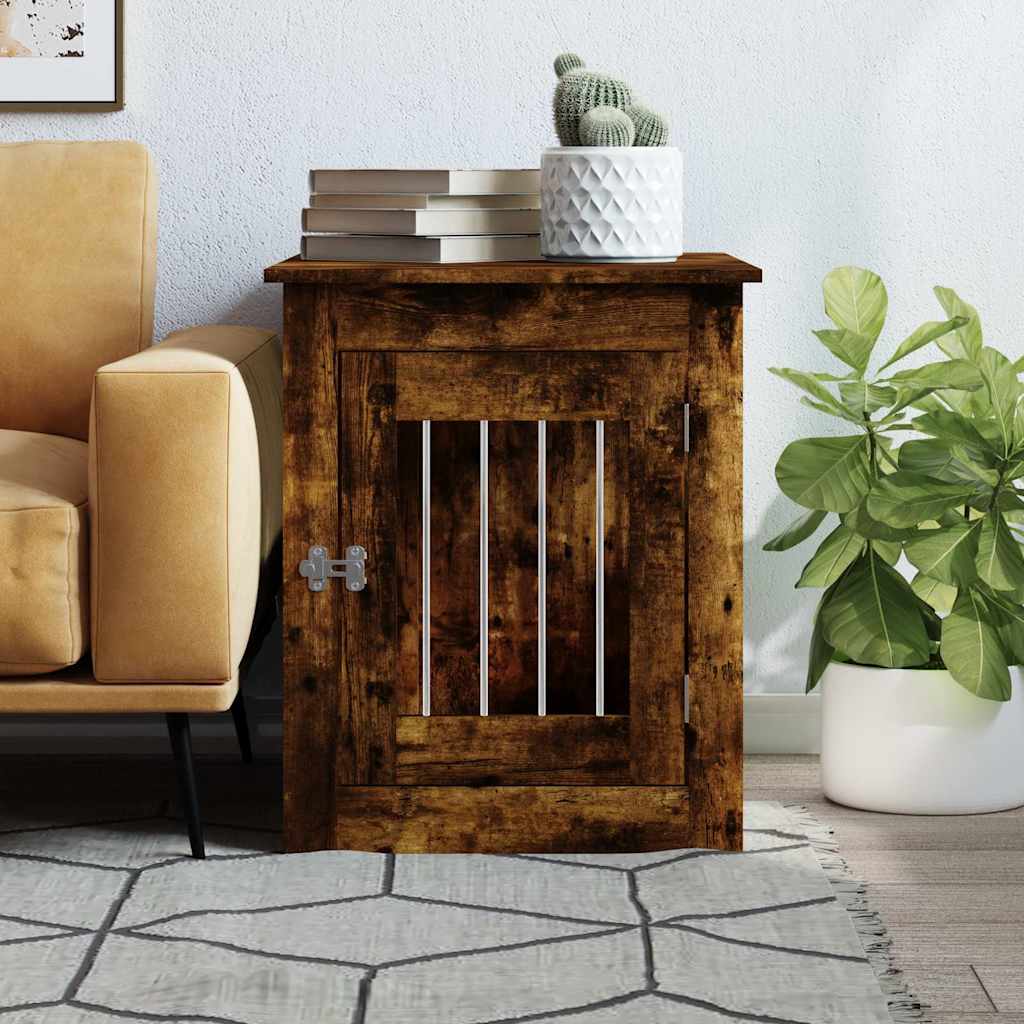 Jaula Para Perros Madera Ingeniería Roble Ahumado 55x75x65 Cm_2