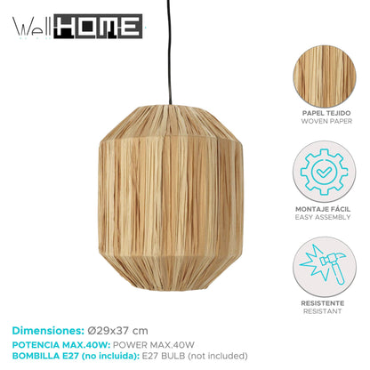 Well Home Lámpara Colgante De Papel Tejido Ø29x37cm_1