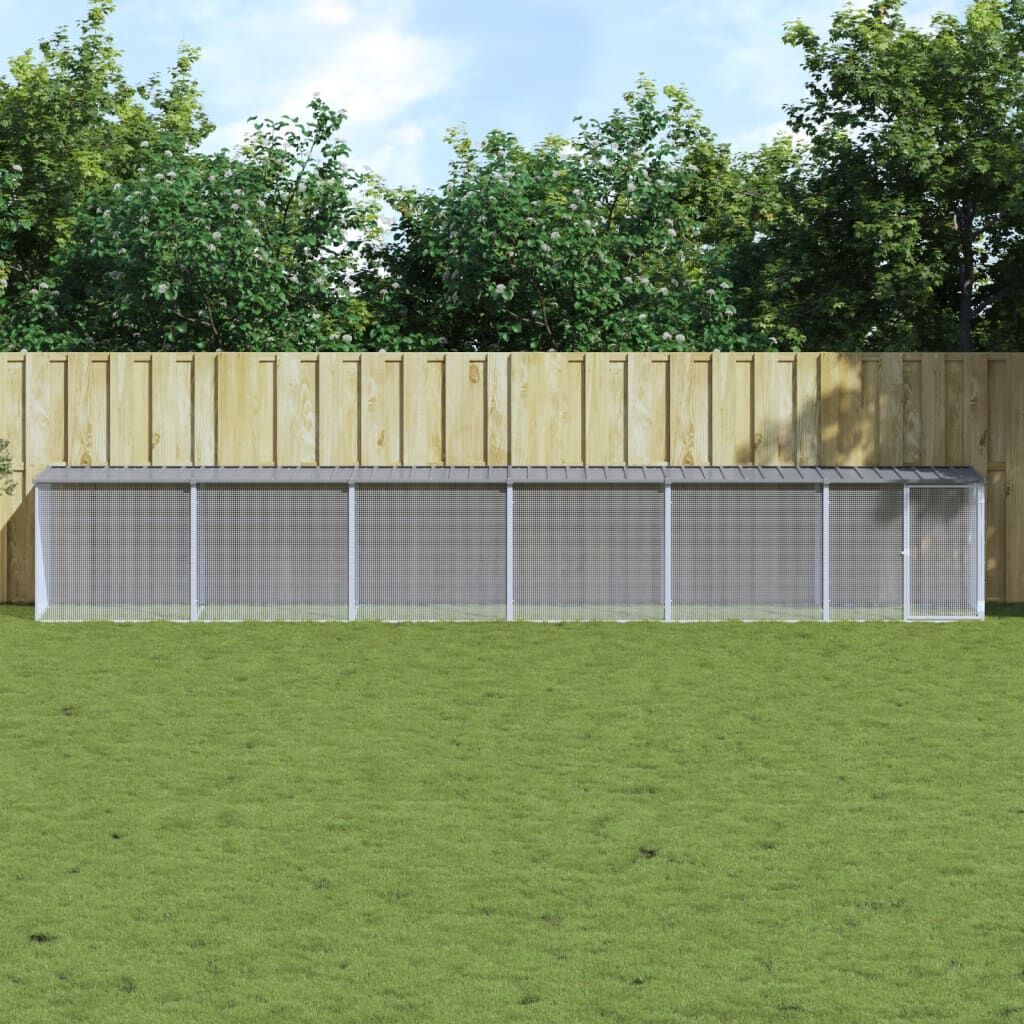 Vidaxl Gallinero Con Techo Acero Galvanizado Gris Claro 603x98x90 Cm_1