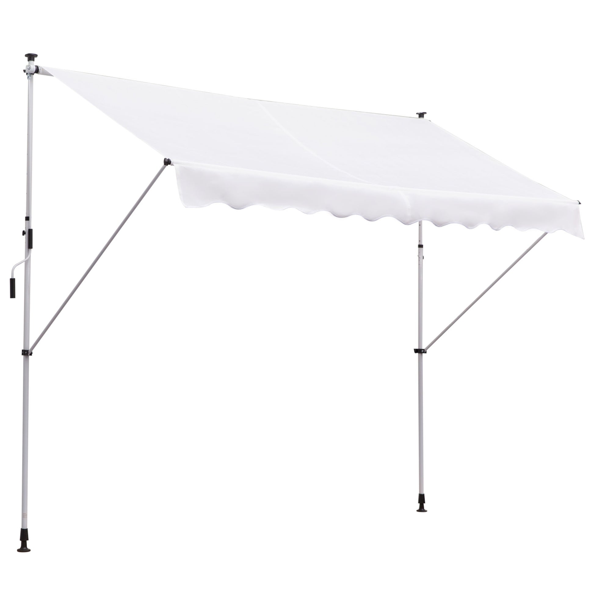 Outsunny Toldo Manual Retráctil 300x150x170-280 Cm Con Altura Ajustable Blanco_0