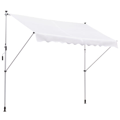 Outsunny Toldo Manual Retráctil 300x150x170-280 Cm Con Altura Ajustable Blanco_0