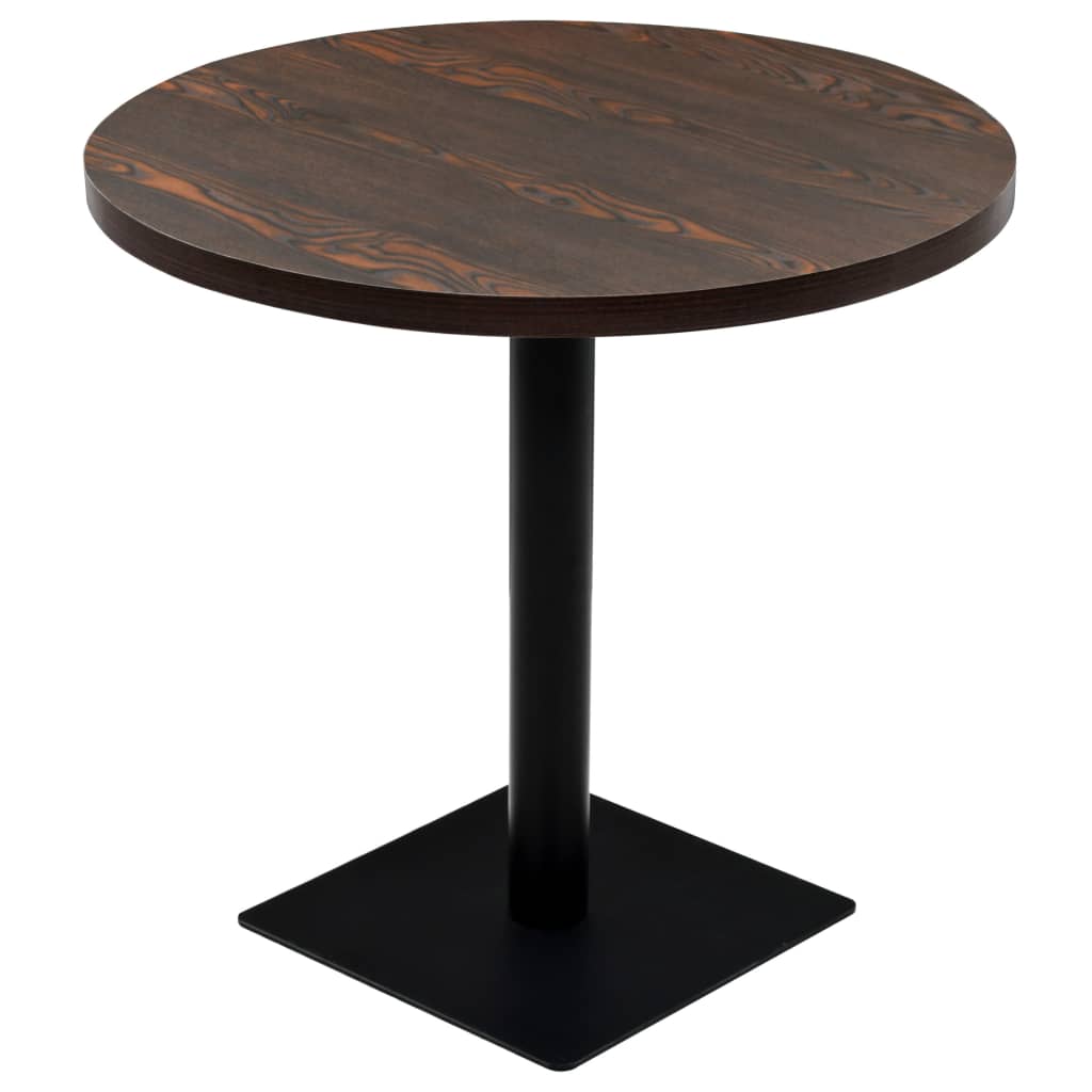 Mesa De Bar Bistró Mdf Y Acero Redonda Fresno Oscuro 80x75 Cm_0
