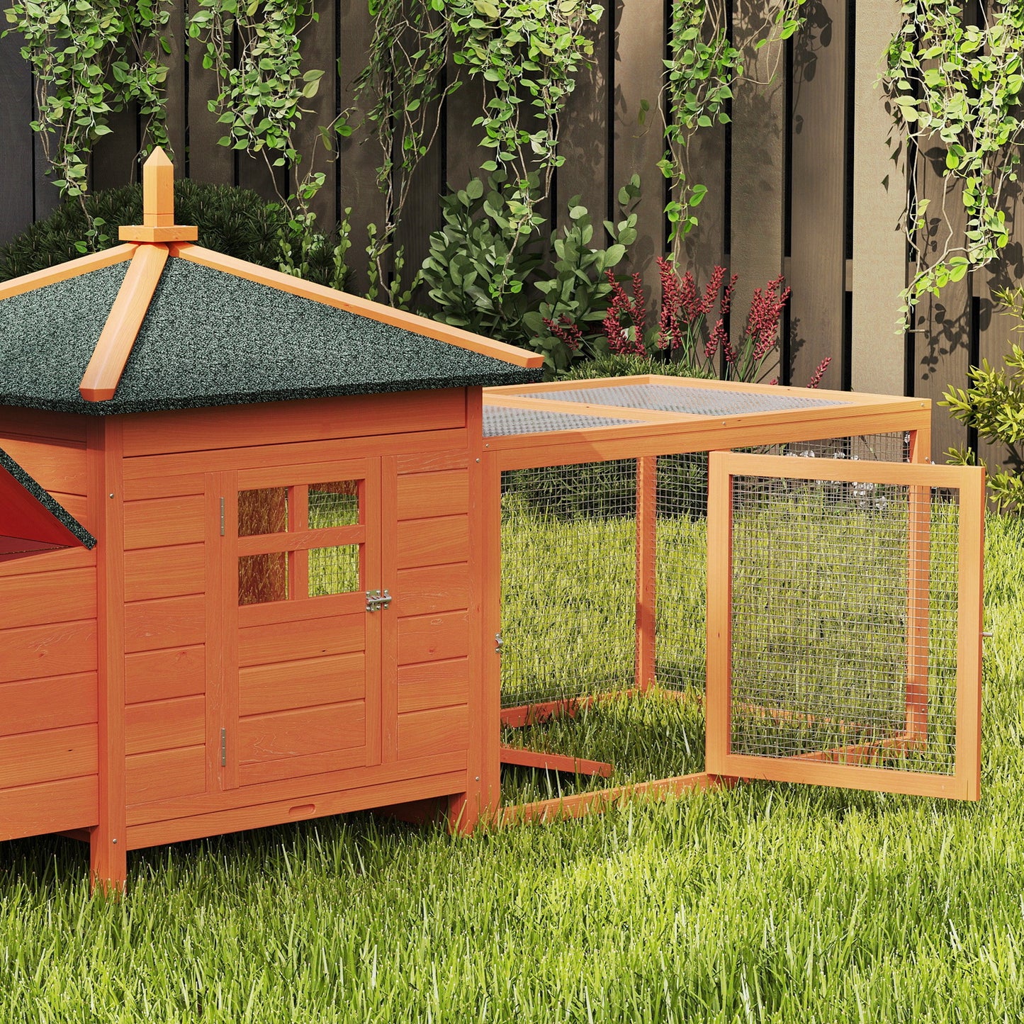 Pawhut Gallinero De Madera Exterior Con Nidos Corral 196x76x97 Cm Naranja_4