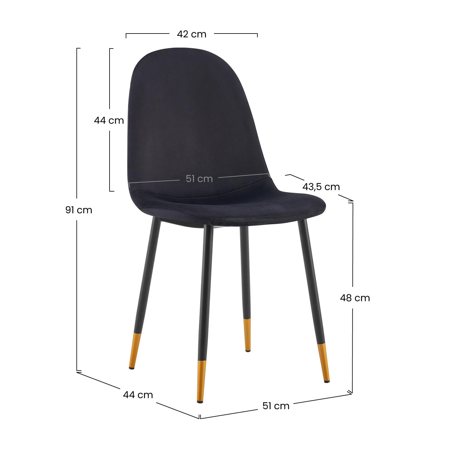 Pack 2 Sillas De Comedor Terciopelo Lonche 91x51x44cm Thinia Home_5