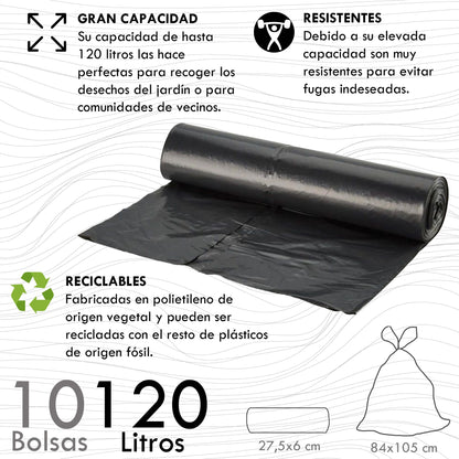 Contenedor Wellhome Reciclo 110L con Tapa y Ruedas, Ideal para Plásticos + 3 Bolsas de 10 Unidades_2