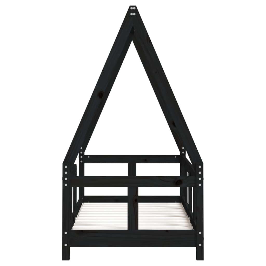 Vidaxl Estructura De Cama Para Niños Madera De Pino Negro 70x140 Cm_3