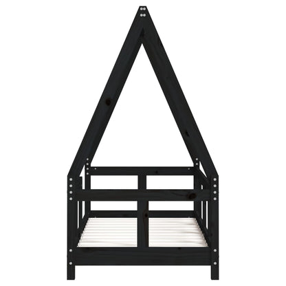 Vidaxl Estructura De Cama Para Niños Madera De Pino Negro 70x140 Cm_3