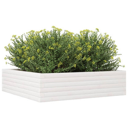 Jardinera De Madera Maciza De Pino Blanca 90x90x23 Cm_3