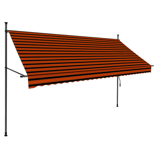 Toldo Manual Retráctil Con Led Naranja Y Marrón 300 Cm_0