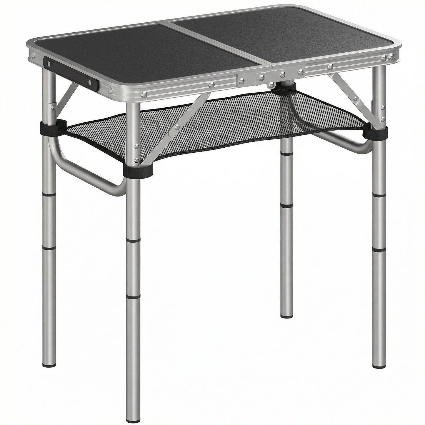 Outsunny Mesa Plegable Camping 60x40x60 Cm Altura Ajustable En 4 Niveles Negro_0